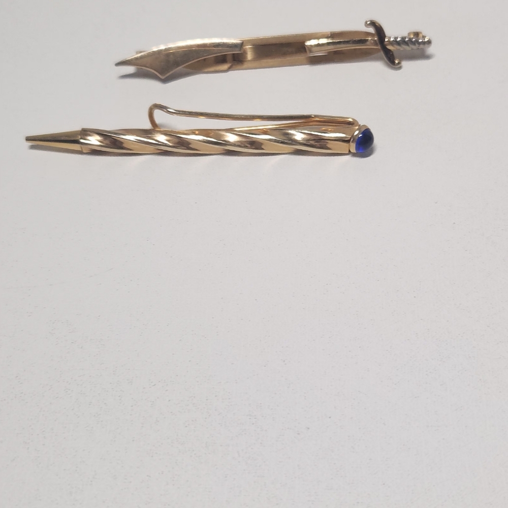 Vintage Lot 2 Men's Tie Clips Anson Pencil Tie Bar &  Sword Novelty...